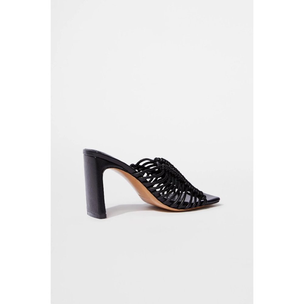Jonathan Simkhai Audra Macrame Heeled Sandal in Black Size EU 36 | US 6 - Picture 4 of 12
